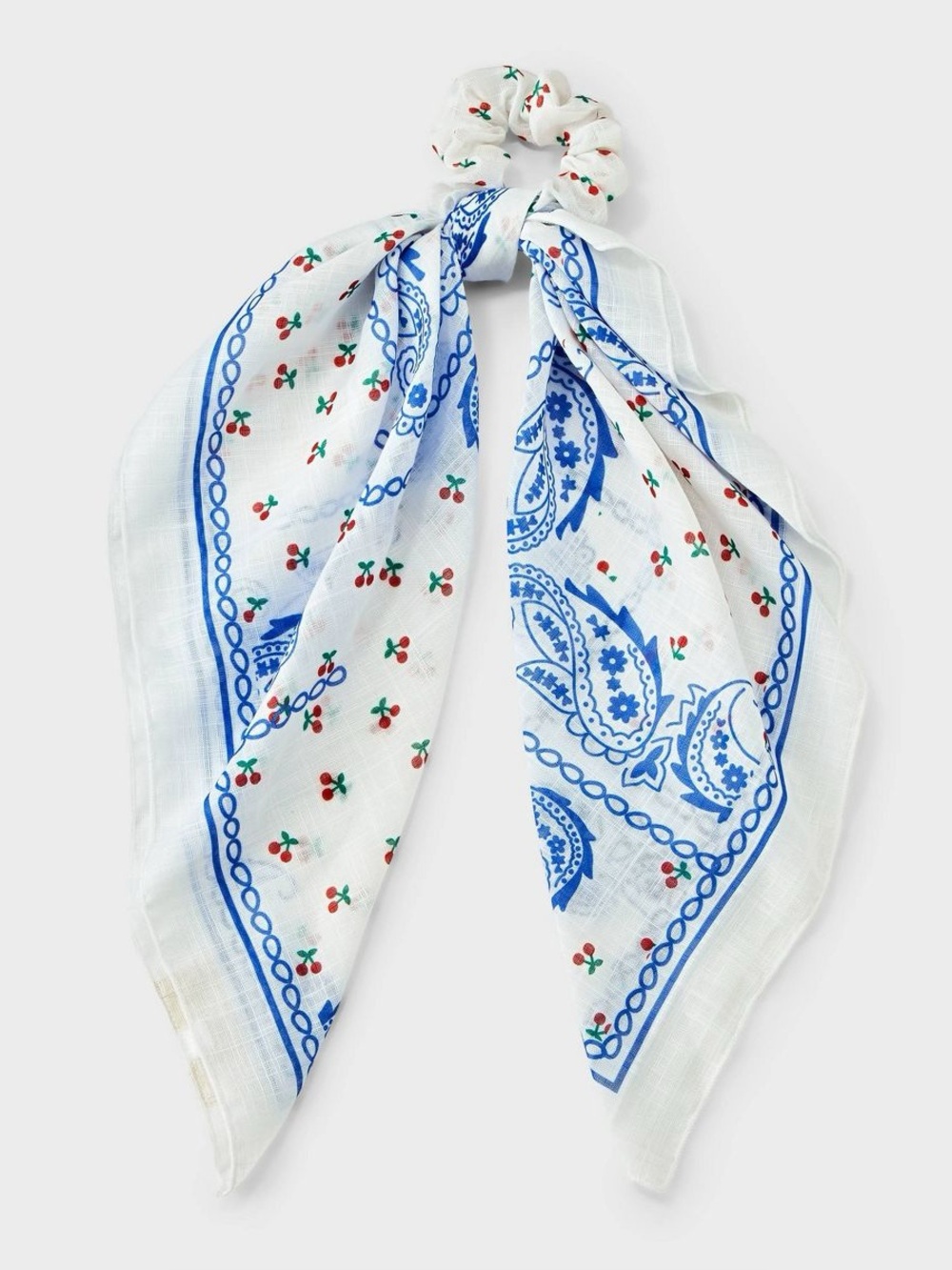 Paisley and Cherry Hair Twister Scarf - Universal Thread™ - White & Blue